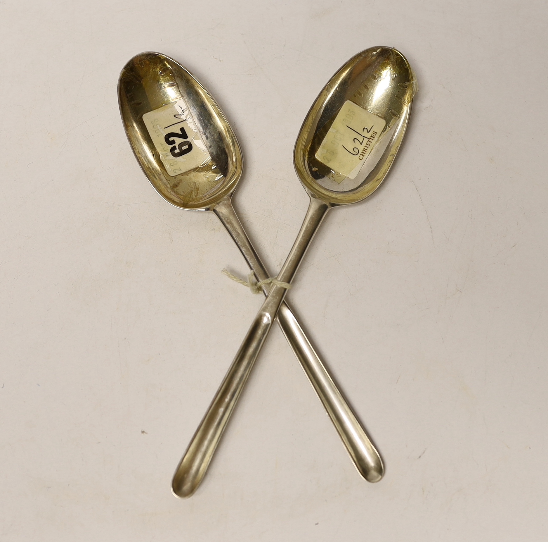 Two 18th century Irish silver combination marrow scoop spoons, maker IC, Dublin, circa 1770, 22.5cm, 136 grams.